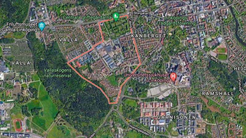 Hon ska ha försvunnit i området T1 i Linköping. Bildkälla: Google Maps Hon ska ha försvunnit i området T1 i Linköping. Bildkälla: Google Maps